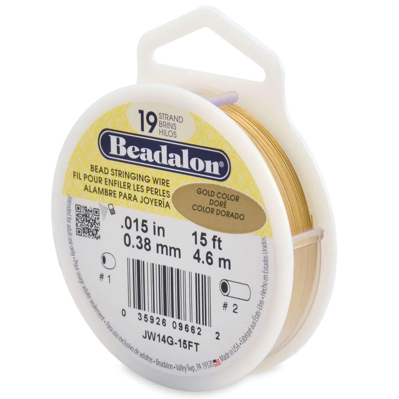 Beadalon® 0.38mm Gold 19 Strand Bead Stringing Wire, 15ft.